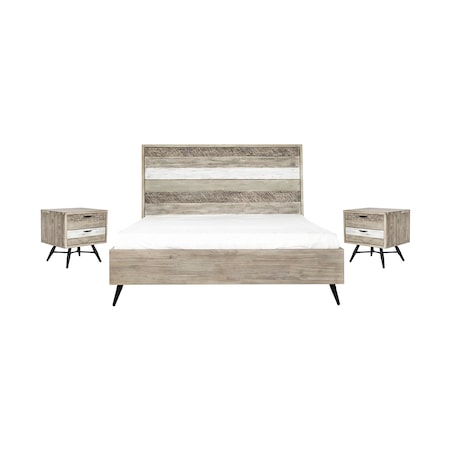 Armen Living Bridges 3 Piece King Bedroom Set in Two-Tone Acacia Wood SETBRBDKG3A